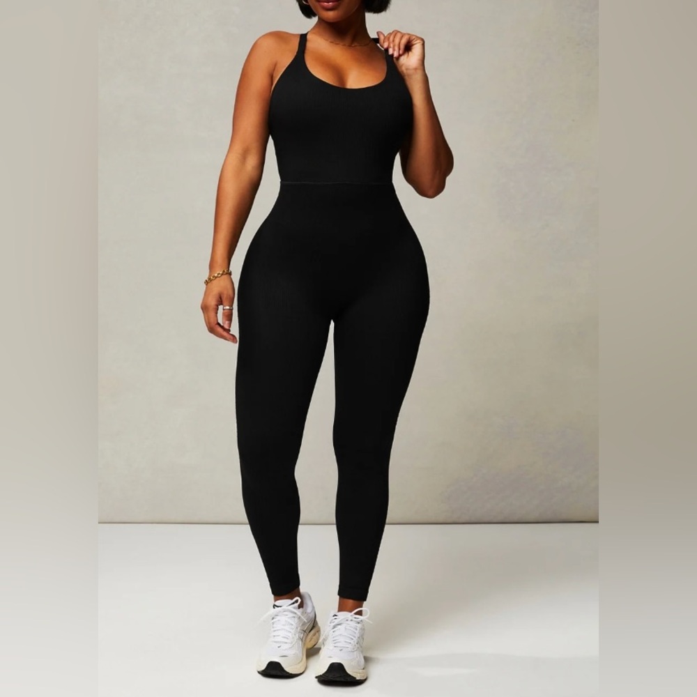 Fabletics black jumpsuit, small, NWT